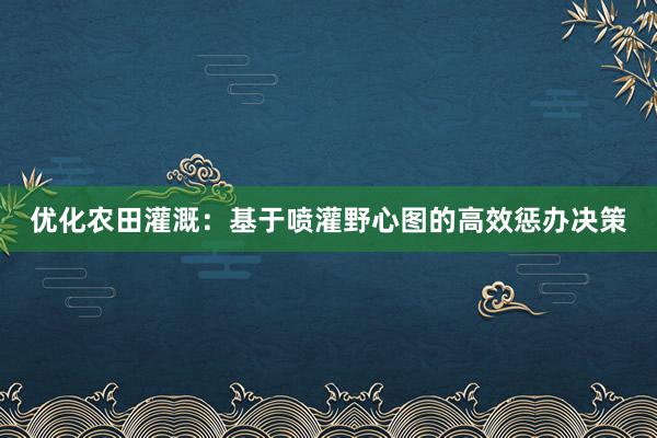 优化农田灌溉：基于喷灌野心图的高效惩办决策